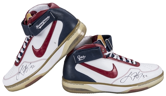 2006 Larry Hughes Game Used & Signed Nike Cleveland Cavaliers Sneakers (Player LOA & JSA)